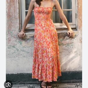 Z Supply Floral Maxi Dress in Pink and Orange